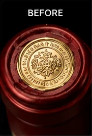 Security seal intact on a spirits bottle before removal